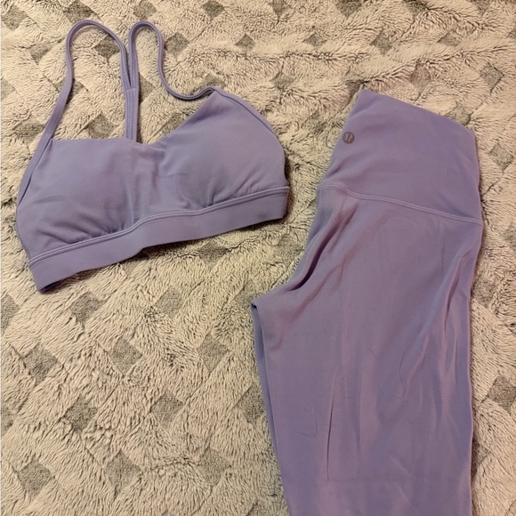 lululemon athletica Pants - Lululemon Lilac Smoke Flow Y Bra and Align Leggings Set